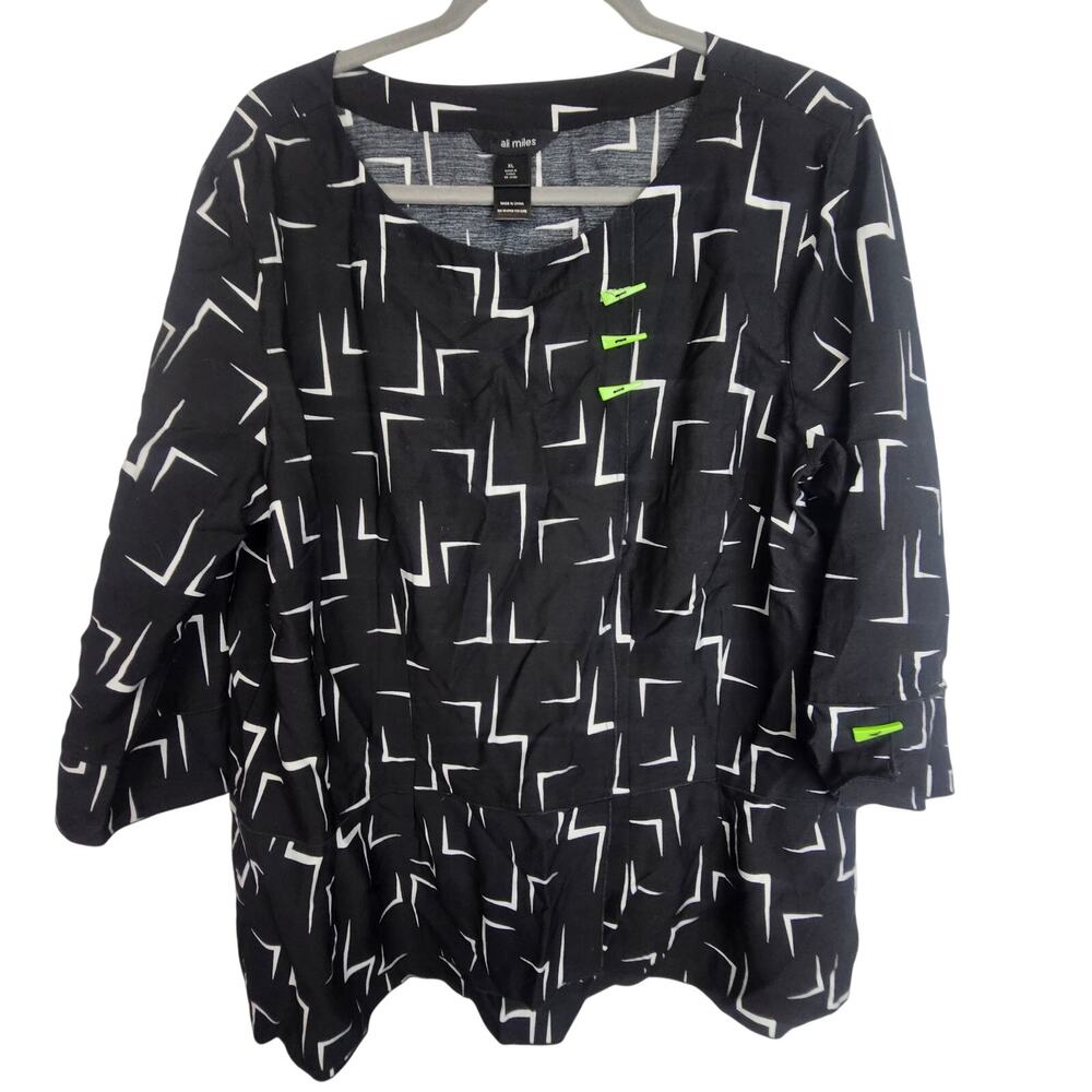 Ali Miles Women Geometric Tunic XL Artsy Corporate Chic Office Siren Career Work